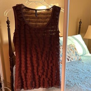 Jason Maxwell Chocolate Brown Textured Tank Top